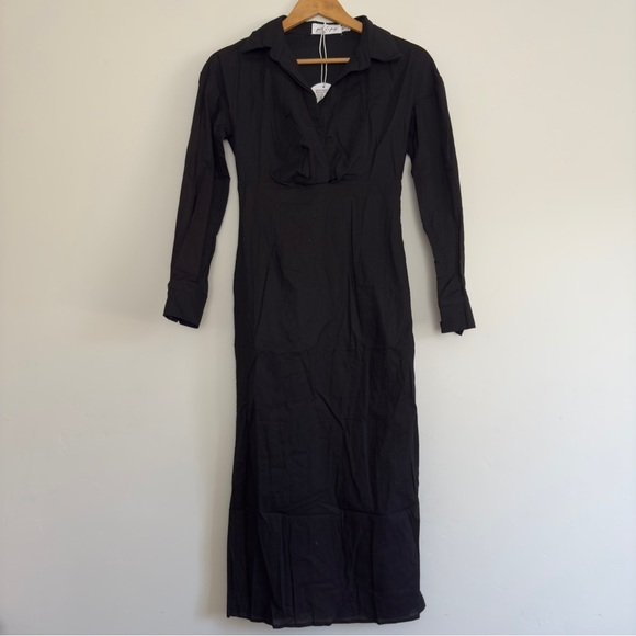 Petal & Pup Monrow cotton linen blend midi dress in black NWT Size: 2 - Picture 2 of 5